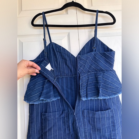 ETT TWA by Anthropologie blue striped denim jumpsuit size medium NWT - Picture 4 of 13